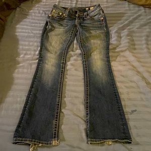 size 26 miss me jeans used boot cut cuffs worn down still wears excellent